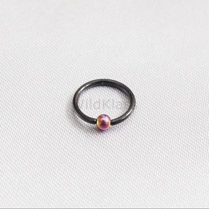Captive Bead Ring Black w/ Colorful Bead