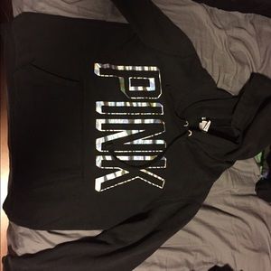 Pink Victoria secret black hoodie