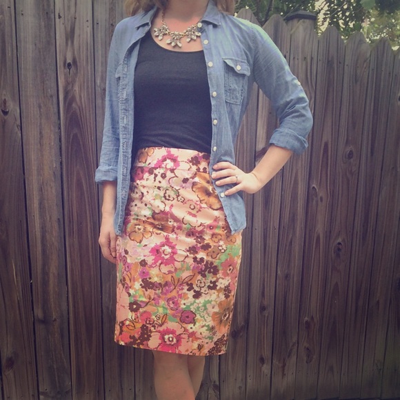 J. Crew floral pencil skirt