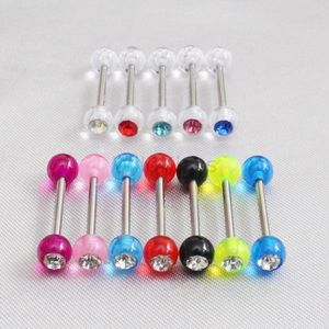 14g UV Coated Acrylic Clear Gems Barbell