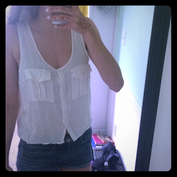 White slightly sheer button up tank. - Picture 1 of 1
