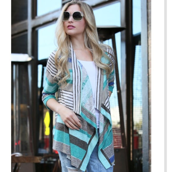 Flamingo Urban Tops - Stripped teal cardigan