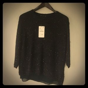 Zara size M Navy Sparkle Sweater
