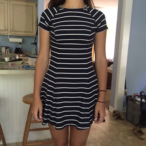 Navy and white urban outfitters fit & flare dress