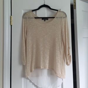 Cream and white high low shirt