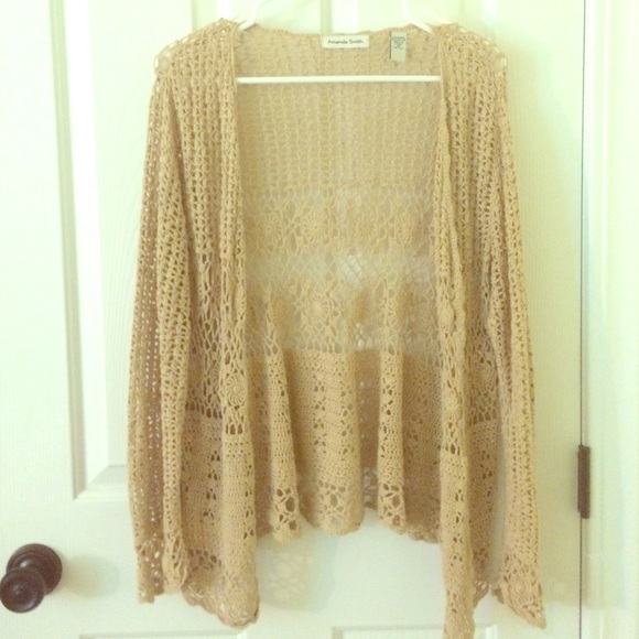 boho tan crochet sweater