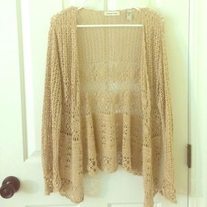 boho tan crochet sweater