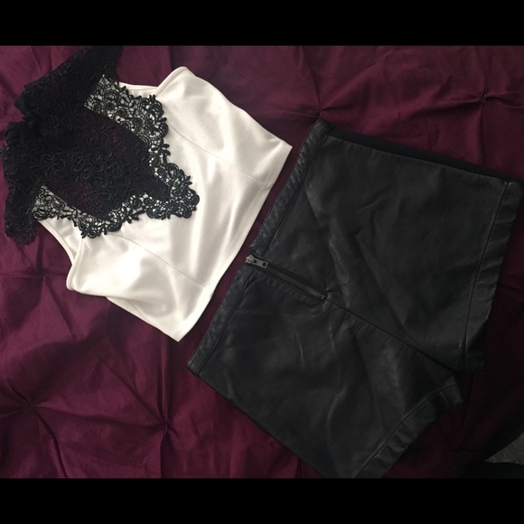 Bundle that includes a Crop Top and Leather Shorts