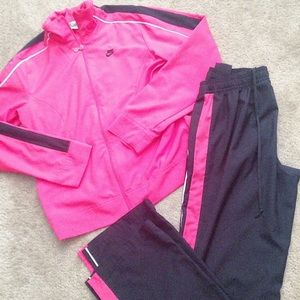 Pink and Black Nike Light Jacket and Jogging Pants
