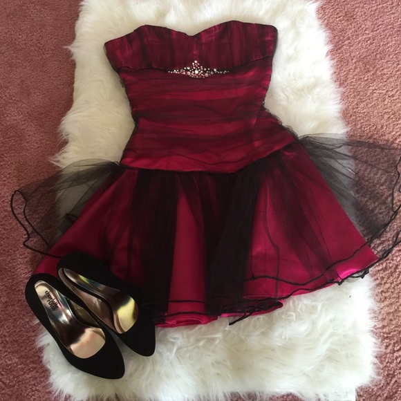 Pink and black prom dress