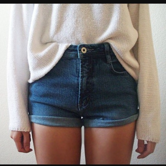 Pants - High Waisted Shorts • Dark Denim