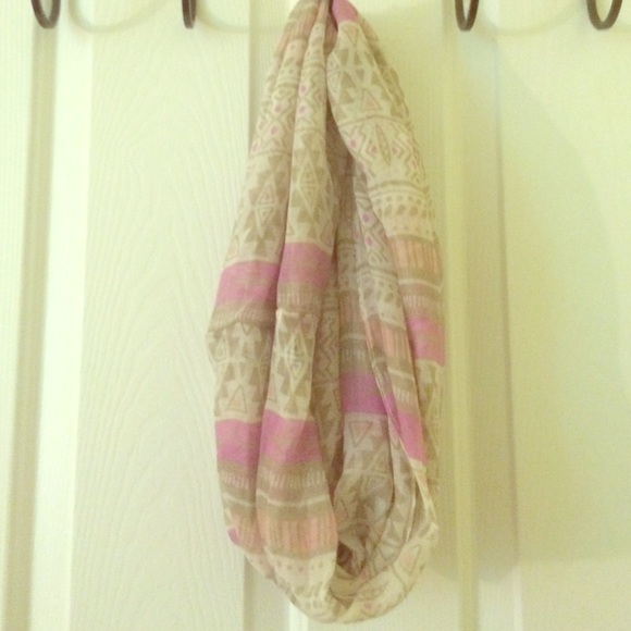 pink white and gray Aztec print infinity scarf!