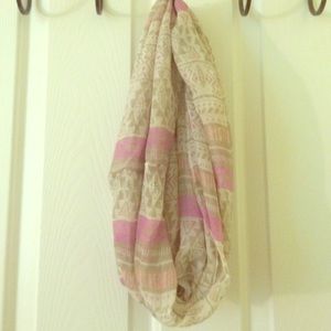 pink white and gray Aztec print infinity scarf!