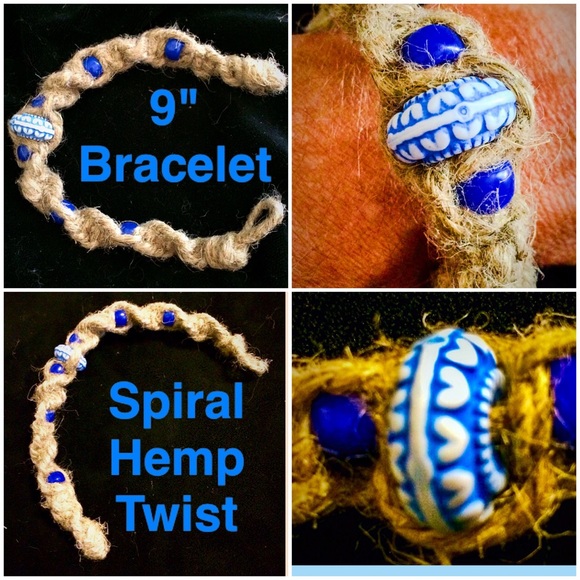 Hemp bracelet 9" Celtic style twist.