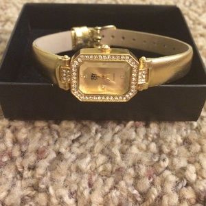 gold faux leather watch.