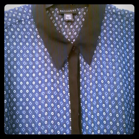 Sears Sheer, Blue, Button down Top