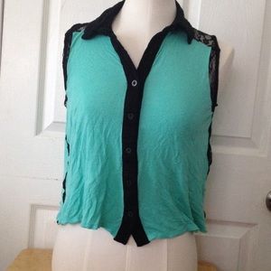 Teal laced top
