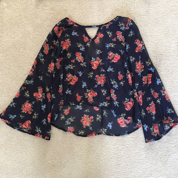 Navy blue and floral top