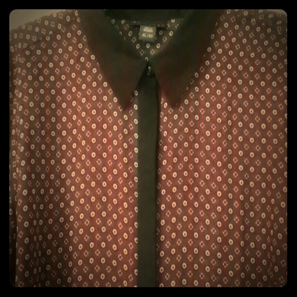 Burgundy Sears Button-down Sheer Top