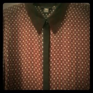 Burgundy Sears Button-down Sheer Top