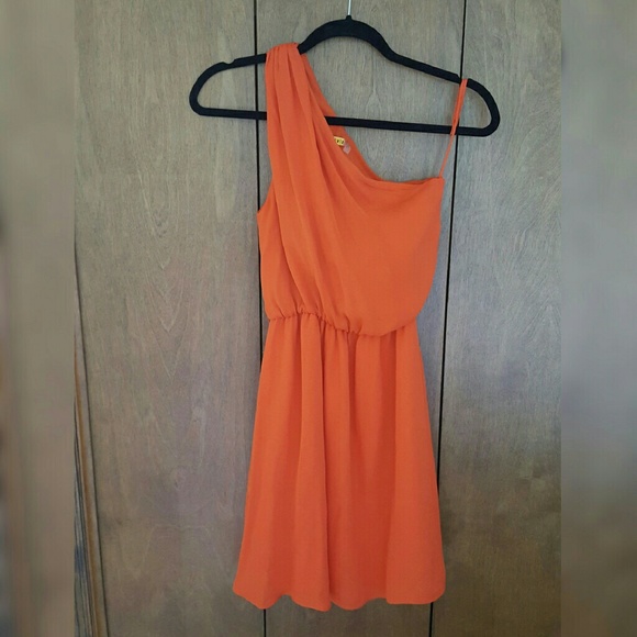 ALICE + OLIVA One Shoulder Orange Dress