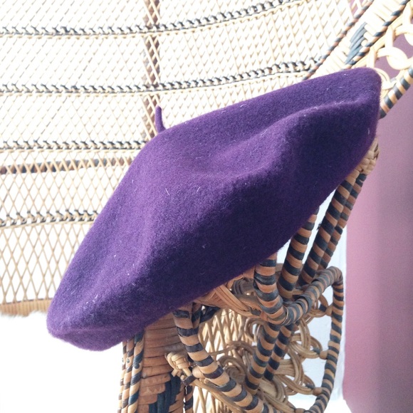 American Apparel Deep Purple Felted Wool Beret