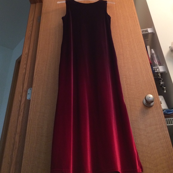 Ombre maroon to deep fuschia dress