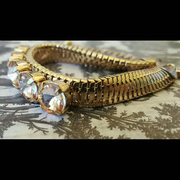 🍓SOLD🍓Pink Rhinestone Bracelet Thick Herringbone - Picture 3 of 4