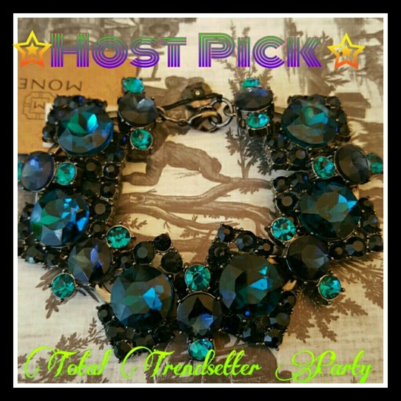 Monet Jewelry - Chunky Blue Rhinestone statement bracelet Peacock