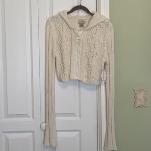 Crop long sleeve knit sweater hoodie