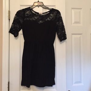 Juniors XL black dress, sweetheart lace neckline