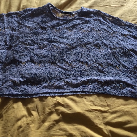 Grey crochet poncho top