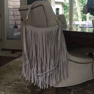 H&M white fringe bag