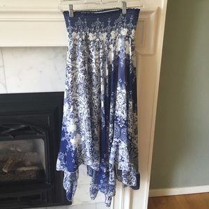 SOLD Lovely flowing blue & white maxi skirt.