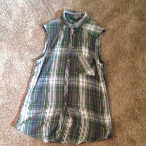 Green/Blue Plaid Top