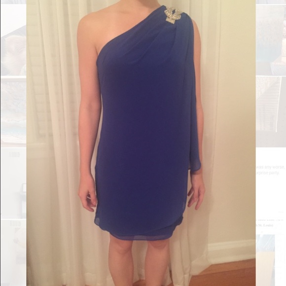 Royal Blue Caché Asymmetrical Dress - Size 2 - Picture 3 of 3
