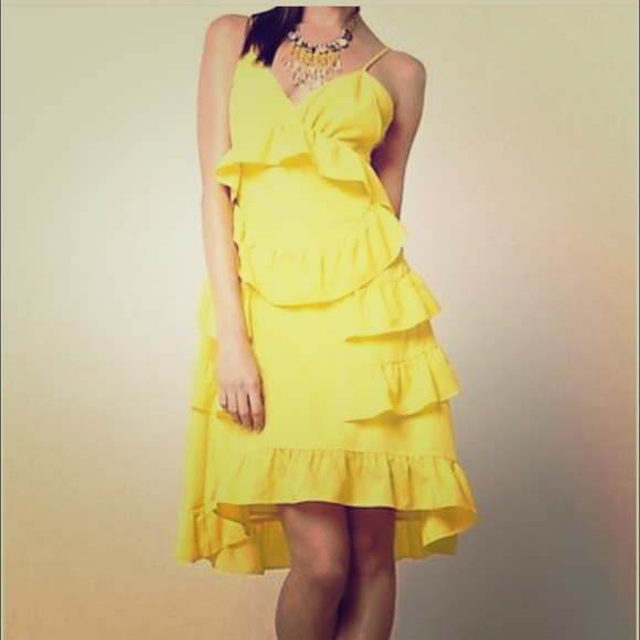 yellow ruffle jemima dress from anthropologie