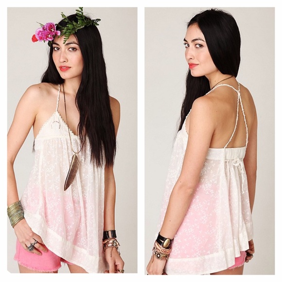 Free People Tops - FP New Romantics T-Back Cami Tunic boho white top
