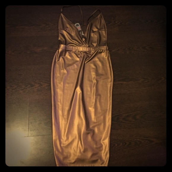 Brand new with tags lame gold dress tight