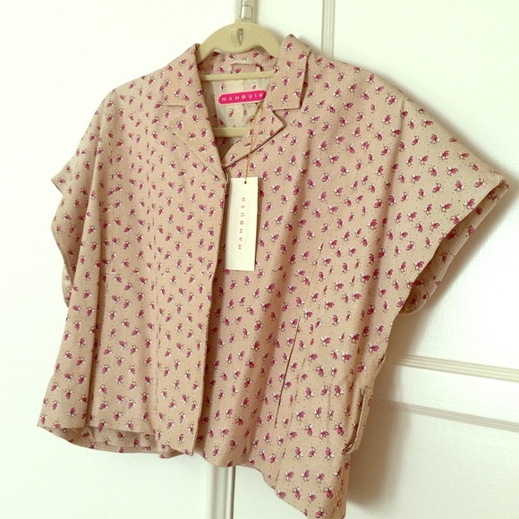 Blush leather Manoush cropped jacket