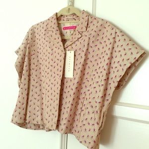 Blush leather Manoush cropped jacket