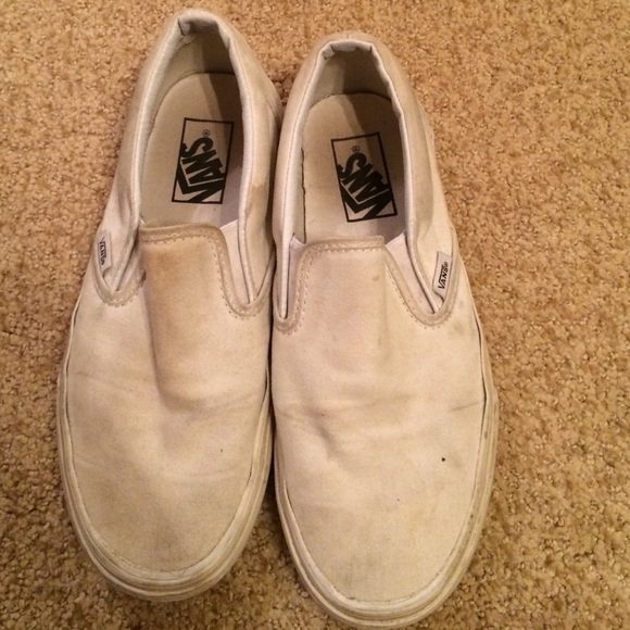 Vans Shoes | Used White Slip On Vans 