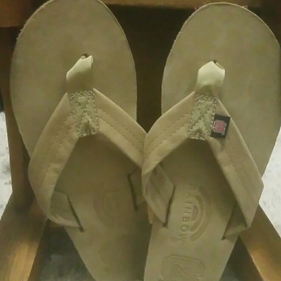 Ladies Rainbow NC state University flip flops