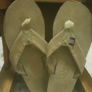 Ladies Rainbow NC state University flip flops