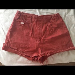 Coral, high waisted shorts
