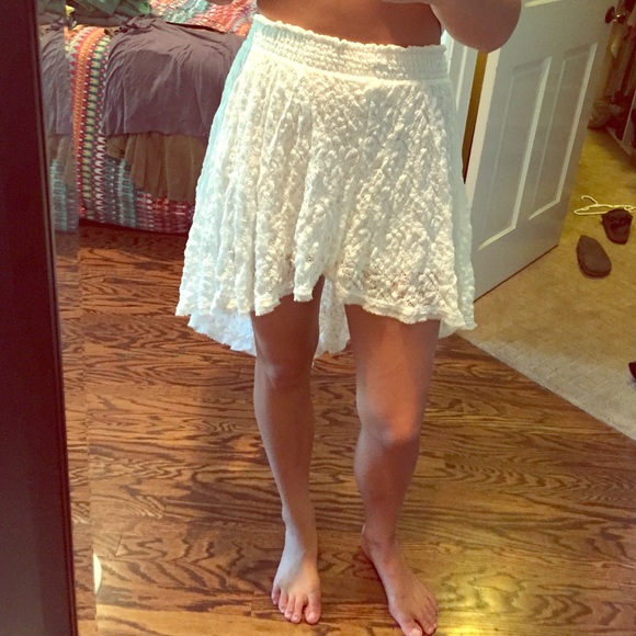 Free people cream lace high low skirt