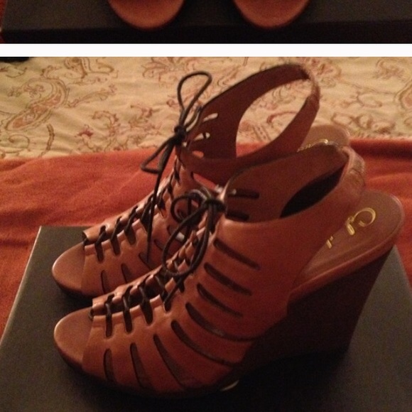 SOLD - 😊Cole Haan Leather Wedge Sandals - Picture 2 of 2