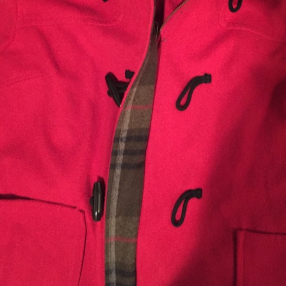 Red Coat w/ Hood, zipper & buttons! super cozy :) - Picture 2 of 3