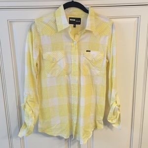 Hurley yellow plaid button down