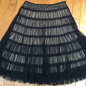 Tiered tule skirt. Black w tan lining